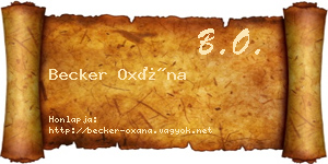 Becker Oxána névjegykártya